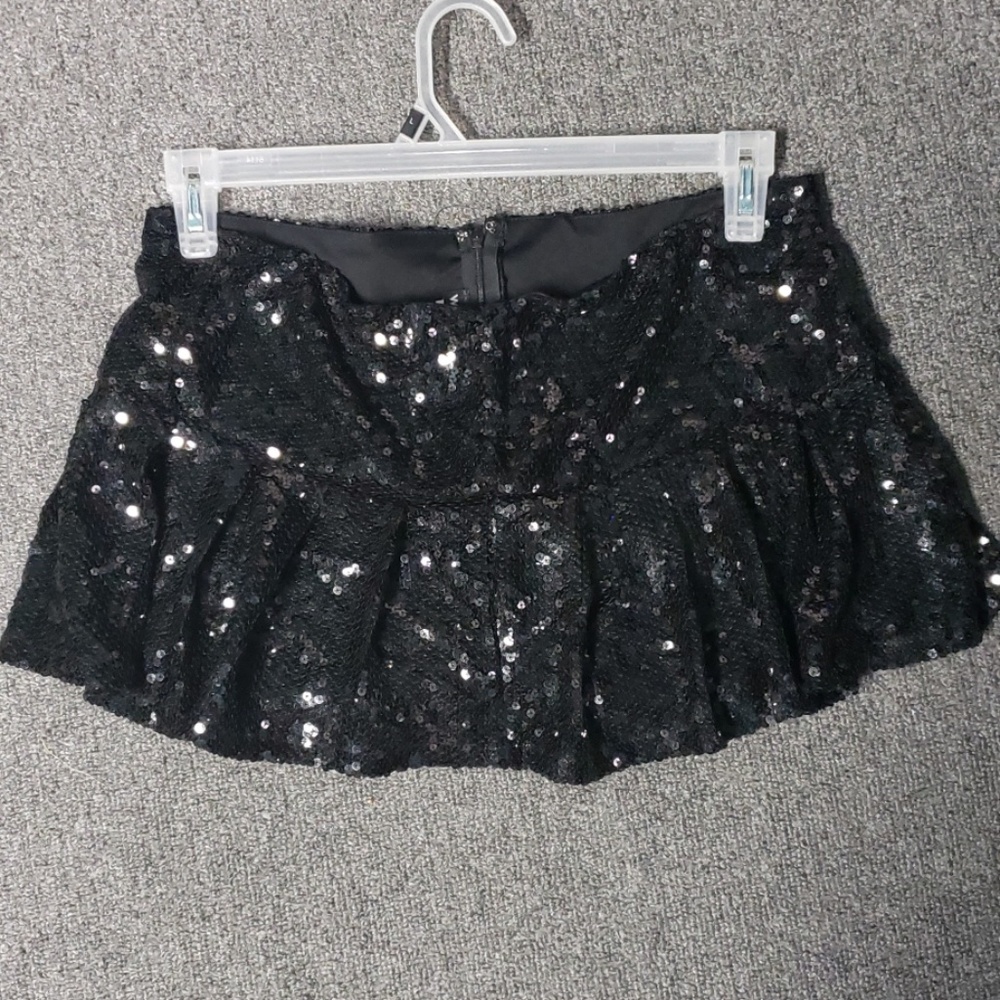 Black sequin mini skirt